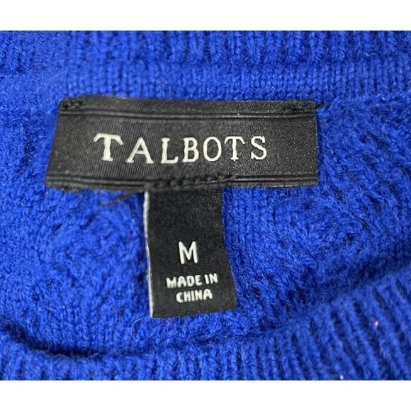 Talbots Lambswool Blend Blue Crewneck Sweater Size Medium - Picture 3 of 5